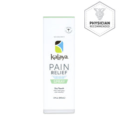 Box of Kalaya Pain Relief Spray Dry Touch 2 oz, front - Physician Recommended