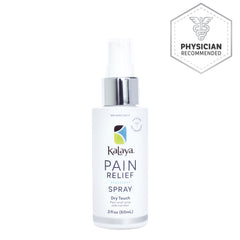 Bottle of Kalaya Pain Relief Spray Dry Touch 2 oz, front - Physician Recommended